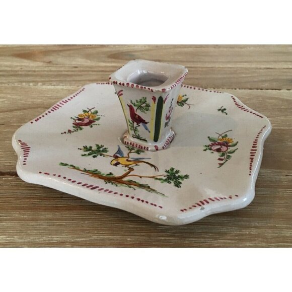 Vintage Single Ceramic Candle Holder Hand Painted Italy - Picture 2 of 4